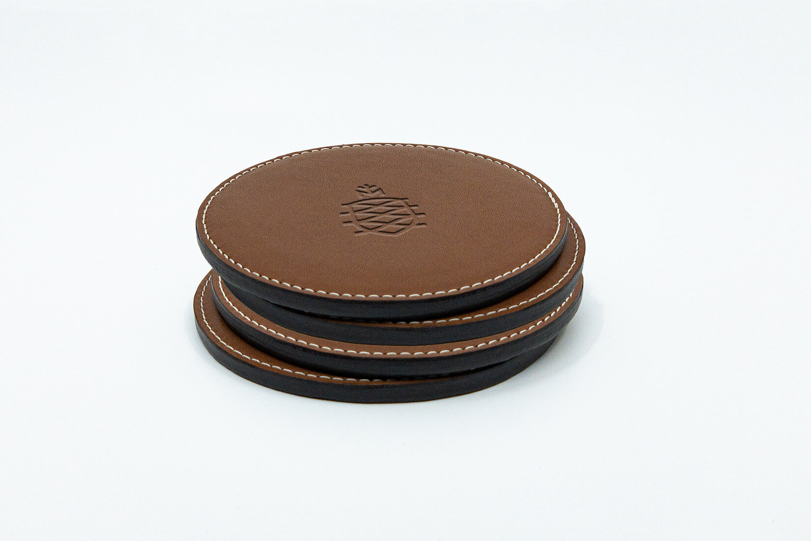 Signature+Leather+Coaster+